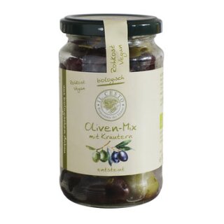 Oliven-Mix mit Kräutern entsteint